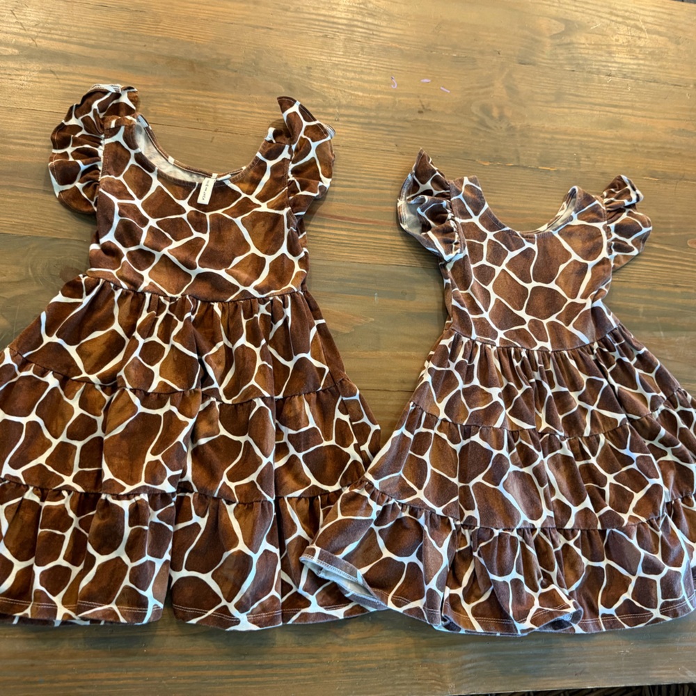 Size 5 & 6 Set of Janie and Jack giraffe Print Dresses